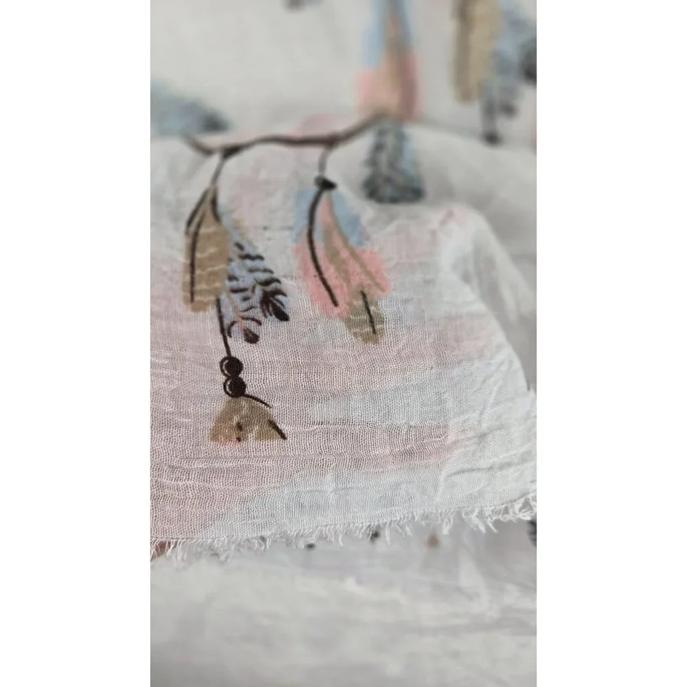 Dream Catcher Scarf American Indian White Pastels 72